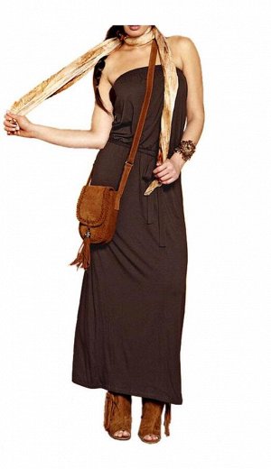 1r Платье, темно-коричневое APART Современная женственность. Вариант бондо с эластичным декольте и отстегивающимися бретельками. Эластичная строчка на талии с матерчатым пояском. Подчеркивающий фигуру