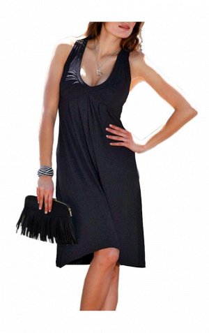 1r Платье, черное Vivance Collection Маленькое черное платье - женственно и современно. Волшебная модель с соблазнительным присборенным декольте. Элегантно драппированная полочка со строчкой под грудь