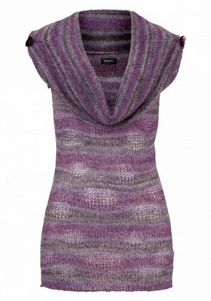 1r Пуловер, серо-лиловый FREESOUL Модный образ от Freesoul. Невероятная мягкость и красивые оттенки. Большой мягкий воротник с застежкой на петельках на плечах. Без рукавов. Подчеркивающий фигуру узки