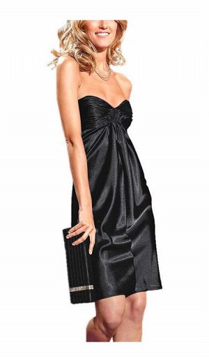 1r Коктельное платье, черное Laura Scott Evening Благородная модель с красивым декольте. Драппированные чашечки и присборенная юбка. Вшитые чашечки, косточки по бокам и силиконовая отделка вдоль декол