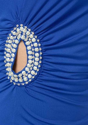 1r Платье, синее Melrose Соблазнительная дикость и класс. Сексуальное платье с эффектными боковыми драппировками. Изысканное отверстие сбоку с вышивкой декоративными камнями и стразами. Полочка на под