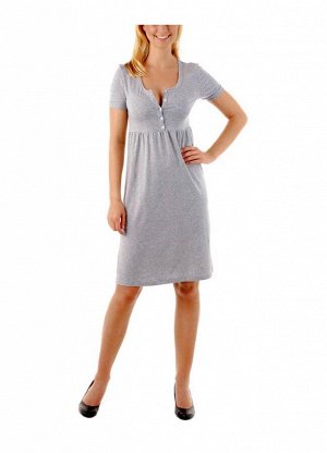 1r Платье, светло-серое Aniston Женственная модель с шармом. Можно носить отдельно или с блузкой. Высокая талия. Глубокая застежка на пуговицах. Короткие рукава. Обрамляющий фигуру силуэт с расклешенн