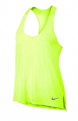1r Топ, желтый NIKE Функциональный топ от Nike! Полупрозрачный спортивный топ для бега с рефлектирующей аппликацией спереди. Аппликация сзади. Технология Dri-FIT и дышащий материал. Свободная форма с 