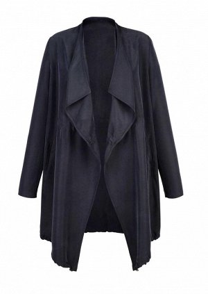 1r Пальто, темно-синее ALBA MODA Непринужденное дизайнерское пальто с воротником без застежки. свободная форма с кулисками на талии и канте. 2 кармана спереди. Длина ок. 90 см. Мягкий материал из 72% 
