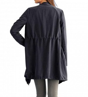 1r Пальто, темно-синее ALBA MODA Непринужденное дизайнерское пальто с воротником без застежки. свободная форма с кулисками на талии и канте. 2 кармана спереди. Длина ок. 90 см. Мягкий материал из 72% 