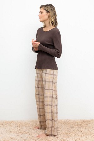 Пижама(Осень-Зима)+mom (тирамису, текстильная клетка)