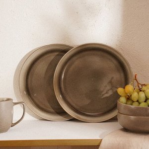 Тарелки SL Home «Мольвено», d=21.4 см, фарфор, набор 2 шт., зелёные
