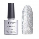 Гель-лак Bluesky №160 на прозрачной подложке, с серебряными микроблестками, 10 мл