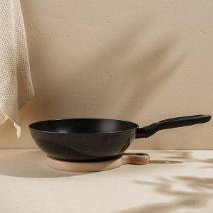 Сковорода Вок SL Home, d=28, h=7.5 см, кованый алюминий, антипригарное покрытие, индукция, чёрная