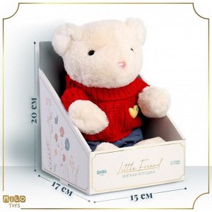 Мягкая игрушка Little Friend, мишка в красном свитере, 21 см