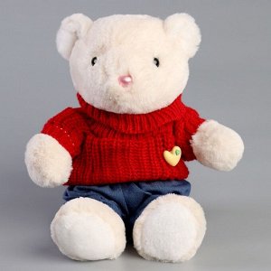 Мягкая игрушка Little Friend, мишка в красном свитере, 21 см