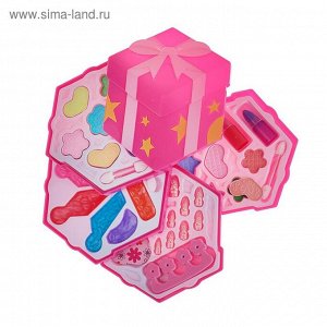 Набор для девочек Подарок ( 13 теней, 4 аппликатора, 6 блесков для губ, 12 накладных ногтей