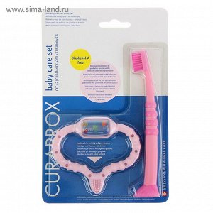 Набор CKC 42 girl: стимулятор для прорезывания зубов Curababy розовый и детская зубная щетка 13527