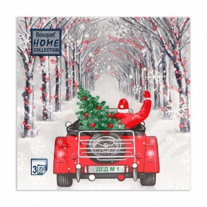 Салфетки новогодние бумажные Home Collection «Дед Мороз в пути», 3 слоя, 33x33 см, 20 шт.