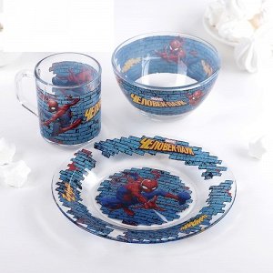 Набор посуды детский "Человек паук" (Стекло)  20*20*10 см