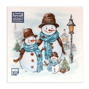 Салфетки новогодние бумажные Home Collection «Дружная семья», 3 слоя, 33x33 см, 20 шт.