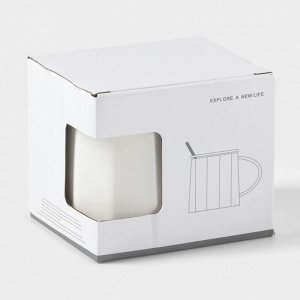 Кружка керамическая с ложкой Simple, 350 мл, цвет белый