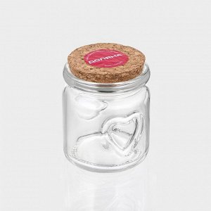 Баночка для сыпучих продуктов Доляна «Парфе», 110 мл, 6*6.5 см, с пробковой крышкой, стекло, прозрачная