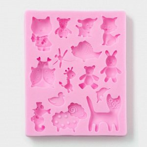 Молд Доляна «Зверята», 9,5x7,5x1 см, цвет розовый