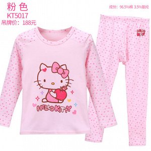 Пижама Детская домашняя одежда Hello Kitty. Материал: 96,5 % хлопок, 3,5 % спандекс.  Размер 110 (рост 101-110 см, ОГ 28 см, ширина плеч 26 см,  длина 43 см), 140 (рост 130-140 см, ОГ 33 см, длина 52,