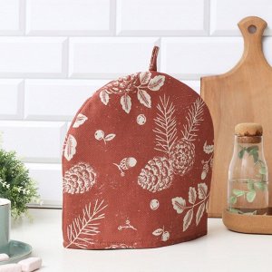Грелка на чайник Этель "New Year's plants" 28*28 см, 100% хлопок, рогожка 186 г/м*