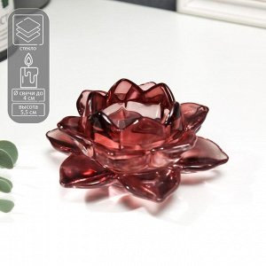 Стеклянный подсвечник на 1 свечу «Лотос», фиолетовый, 5.5?12?12 см