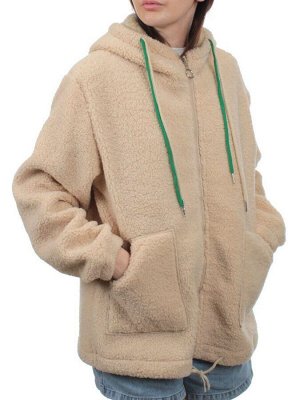 1007 BEIGE Куртка плюшевая демисезонная (65% хлопок, 35% полиэстер) оверсайз 50-54