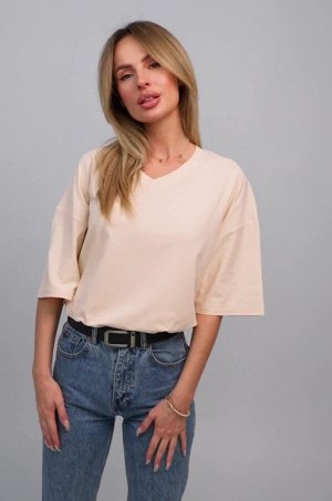 Женская футболка оверсайз с V-вырезом Happyfox