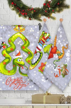 Набор полотенец из рогожки с петельками 3 шт Happy Fox Home