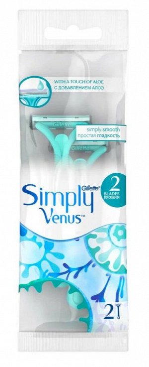 GILLETTE Станок бритвенный GILLETTE Simply Venus 2 станок одноразовый для женщин (4 шт.),  84845255