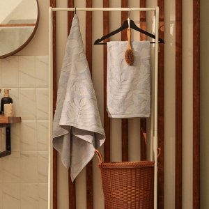Полотенце махровое жаккардовое LoveLife Leaves 50х90 см, цвет светло-серый, 100% хл, 500 гр/м2