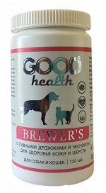 GOOD HEALTH мультивитаминный комплекс для кошек и собак с пивными дрожжами и чесноком для здоровья коши и шерсти, 120 таб.  1/28