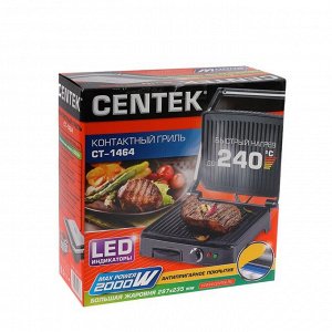 Электрогриль Centek CT-1464, 2000 Вт, антипригарное покрытие, 29.7х23.5 см