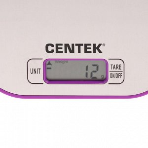 Весы кухонные Centek CT-2461, электронные, до 5 кг, серебристо-фиолетовые