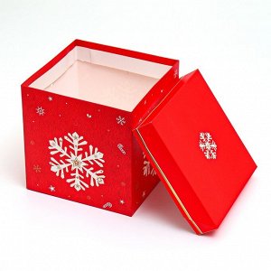 Коробка подарочная новогодняя складная «Снежинка» 15x15x15 см