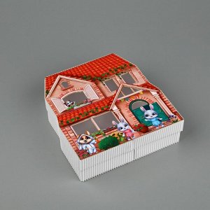 Коробка подарочная «Весёлые зверята», 17 х 17 х 5 см
