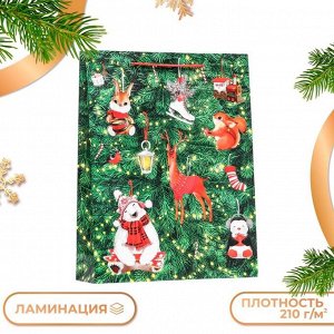 Пакет подарочный новогодний ламинированный «Салют подарков », 33x42.5x10 см
