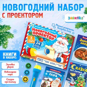 Игровой набор с проектором «Новогодний проектор», 3 книжки со сказками, 3 слайда, 24 картинки