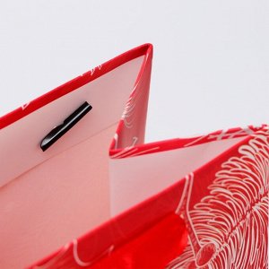 Пакет подарочный новогодний под бутылку «Перья», 13x36x10 см