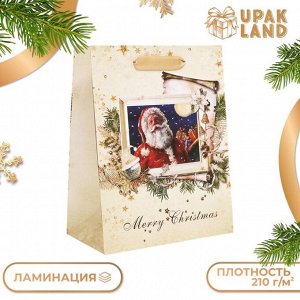 Пакет подарочный новогодний ламинированный «Открытка»,18x23x10 см