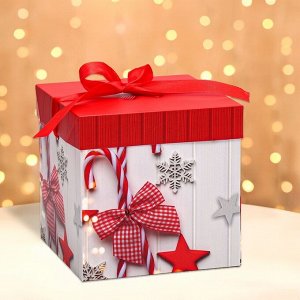 Коробка подарочная новогодняя складная «Новый год леденцы» 15?15?15 см
