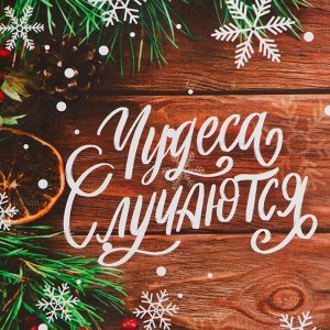 Пакет бумажный подарочный новогодний крафт «Чудеса» 15x21x8 см