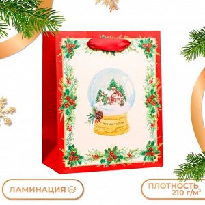Пакет подарочный новогодний ламинированный «Волшебный шар », 18x22.3x10 см