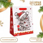 Новый год. Пакет подарочный, ламинированный, &quot;Обнимашки&quot;,18 х 23 х 10 см.