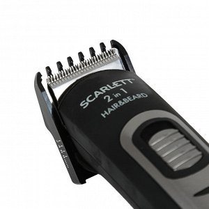 Машинка для стрижки волос Scarlett SC-HC63055, АКБ, 2 насадки, чёрная