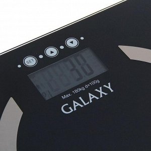 Весы напольные Galaxy GL 4850, диагностические, до 180 кг, 1хCR2032, стекло, чёрные