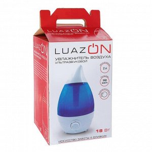 Увлажнитель воздуха LuazON LHU-04, ультразвуковой, 18 Вт, 2 л, 35 м2, бело-зеленый