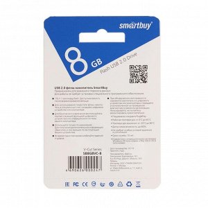 Флешка Smartbuy V-Cut, 8 Гб, USB2.0, чт до 25 Мб/с, зап до 15 Мб/с, синяя