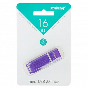 Флешка Smartbuy Quartz, 16 Гб, USB2.0, чт до 25 Мб/с, зап до 15 Мб/с, фиолетовая