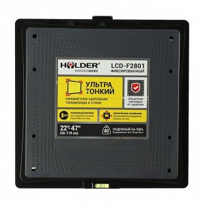 Кронштейн HOLDER LCD-F2801-B, для ТВ, фиксированный, 22"-47", 14 мм от стены, черно-серый